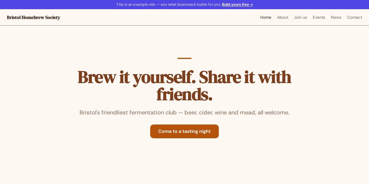 Bristol Homebrew Society — built with Seamstack