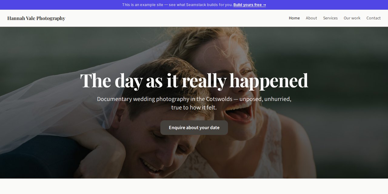 Hannah Vale Photography — built with Seamstack