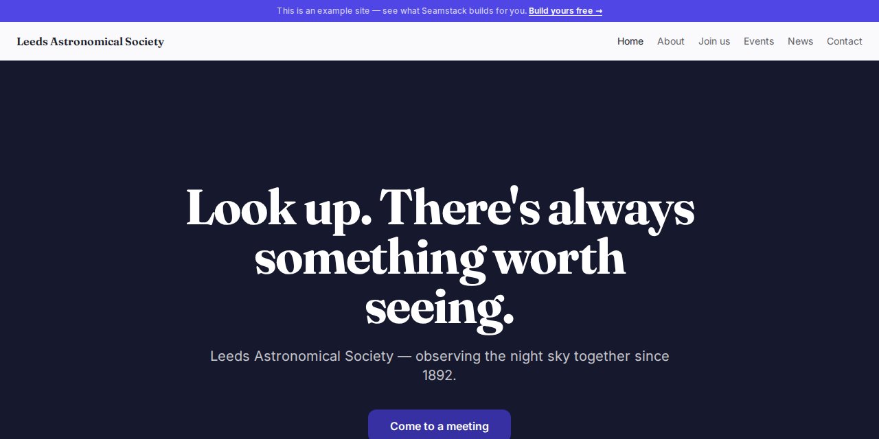 Leeds Astronomical Society — built with Seamstack