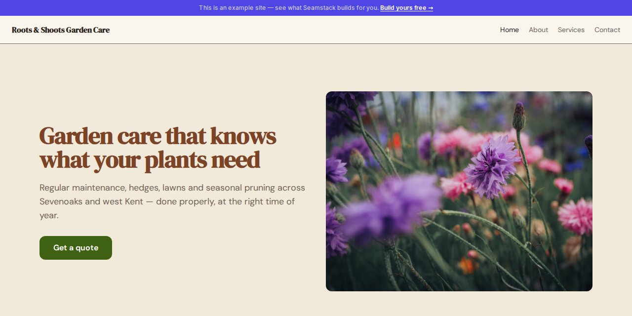 Roots & Shoots Garden Care — built with Seamstack