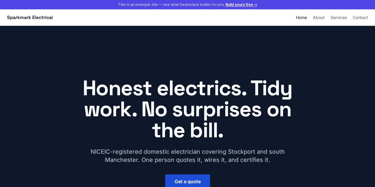 Sparkmark Electrical — built with Seamstack