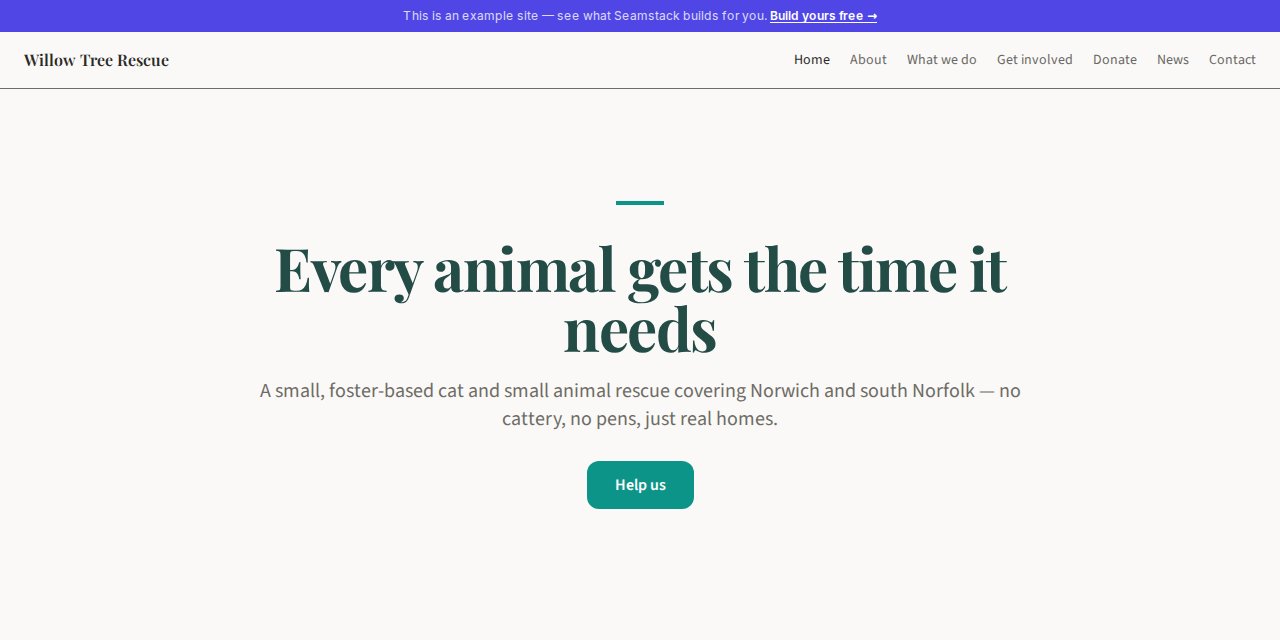 Willow Tree Rescue — built with Seamstack